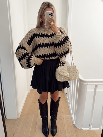 Autumn Winter Women Knitted Pullover Striped Trendy Loose Sweater