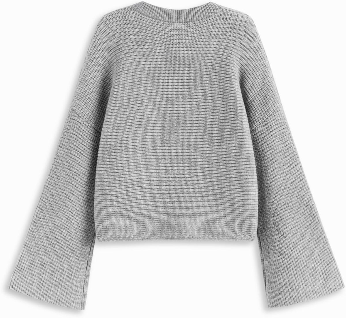 CIDER Cropped Sweaters for Women Trendy Wrap Sweater Bell Sleeve Ribbed Knit Pullover Sweater Fall Outfits