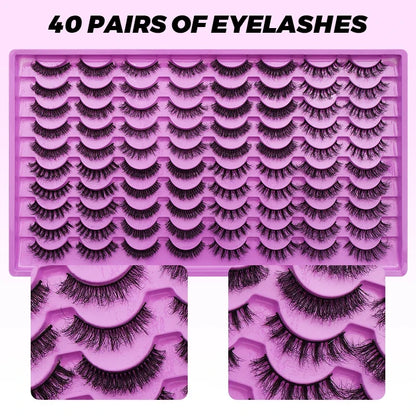 DINGSEN 40 pairs Volume Strip Lashes Faux Mink False Eyelashes Kit Cosmetics Soft Fake Volume Eyelash Extensions Wholesale
