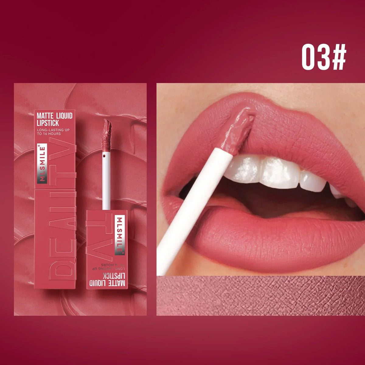 MLSMILE 6 Color Non-stick cup Velvet Satin Gloss Lip glaze Mist Liquid matte lipstick Waterproof long-lasting color liquid