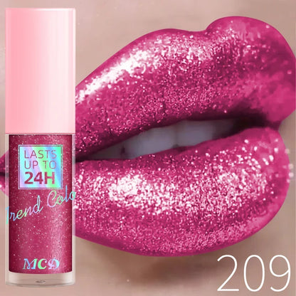 18 Colors Diamonds Glitter Lip Gloss Long Lasting Waterproof Liquid Lipstick Pearl Shining Lip Color Sparking Lip Makeup Women
