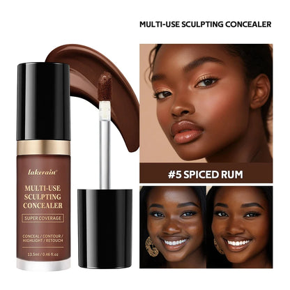 Long-lasting Coverage Concealer Matte Foundation Multi-Use Cream Oil Free Highlight and Retouch Face Makeup Products for Women