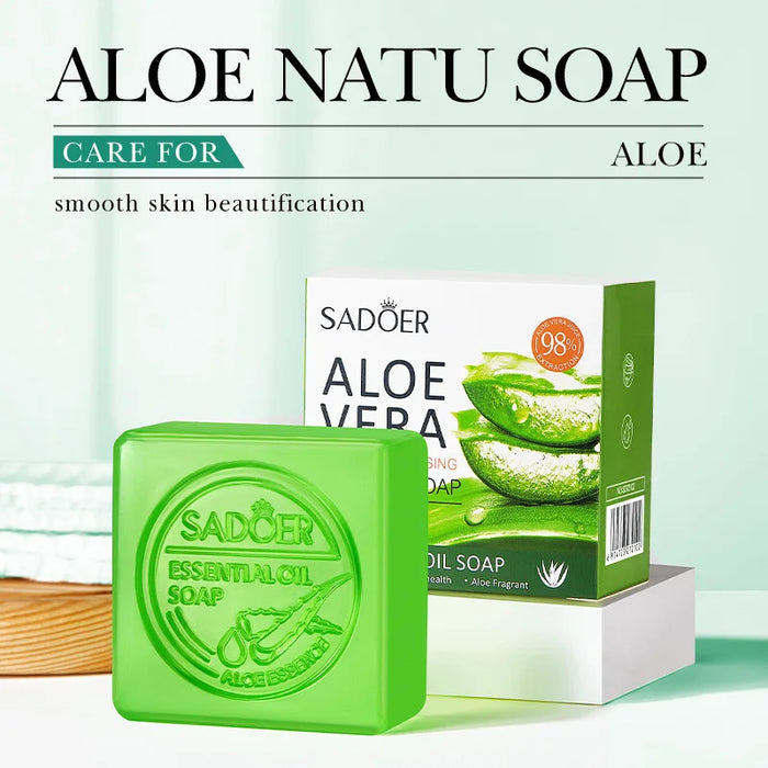 Aloe Vera Smooth Cleansing Natural Soap Cleansing Smooth Handmade Essential Oil Soap100g