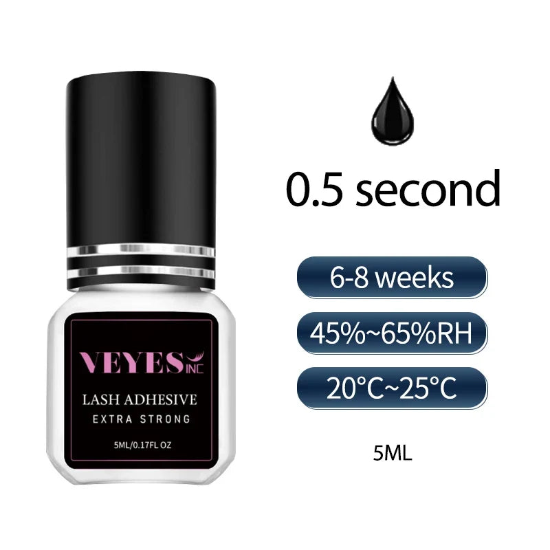 VEYES INC Eyelash Extension Glue 0.5-1 Sec Drying (0.17fl.oz / 5ml) Up to 8 Weeks Retention Adhesive Salon Use for Lash  Tech