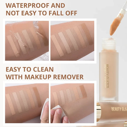 BEAUTY GLAZED Full Coverage Liquid Concealer,Covers Under Eye Dark Circles & Blemishes,Long-Lasting Waterproof