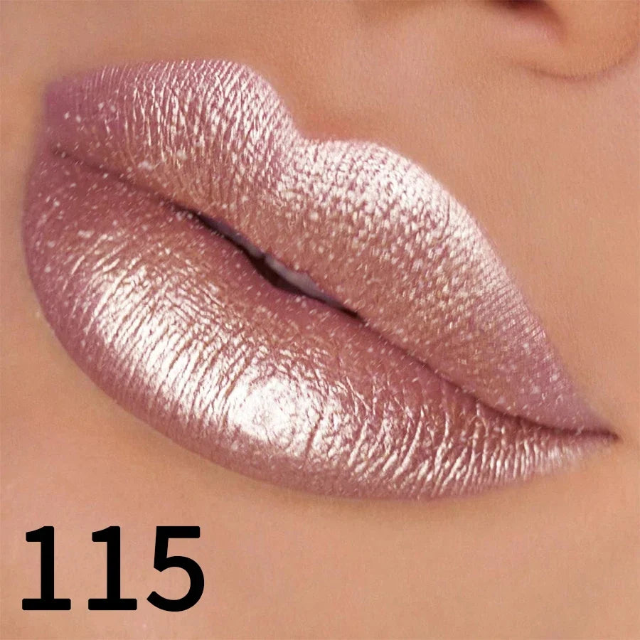 19 colors glitter lipstick hydrating red pink sparkling shine lip color highly pigmented lip tints metallic finish lip makeup