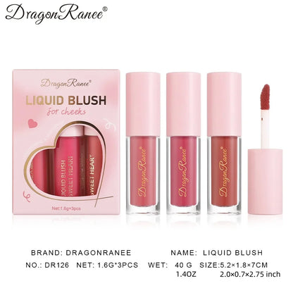 Three-Piece Set of Matte Liquid Blush, Natural Highlighter, Long-Lasting Blush, Delicate Color, Clear and Light Blush