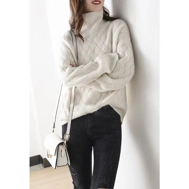 Oversized Cashmere Blend Pullover Sweater for Winter