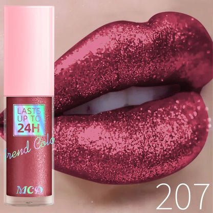 18 Colors Diamonds Glitter Lip Gloss Long Lasting Waterproof Liquid Lipstick Pearl Shining Lip Color Sparking Lip Makeup Women