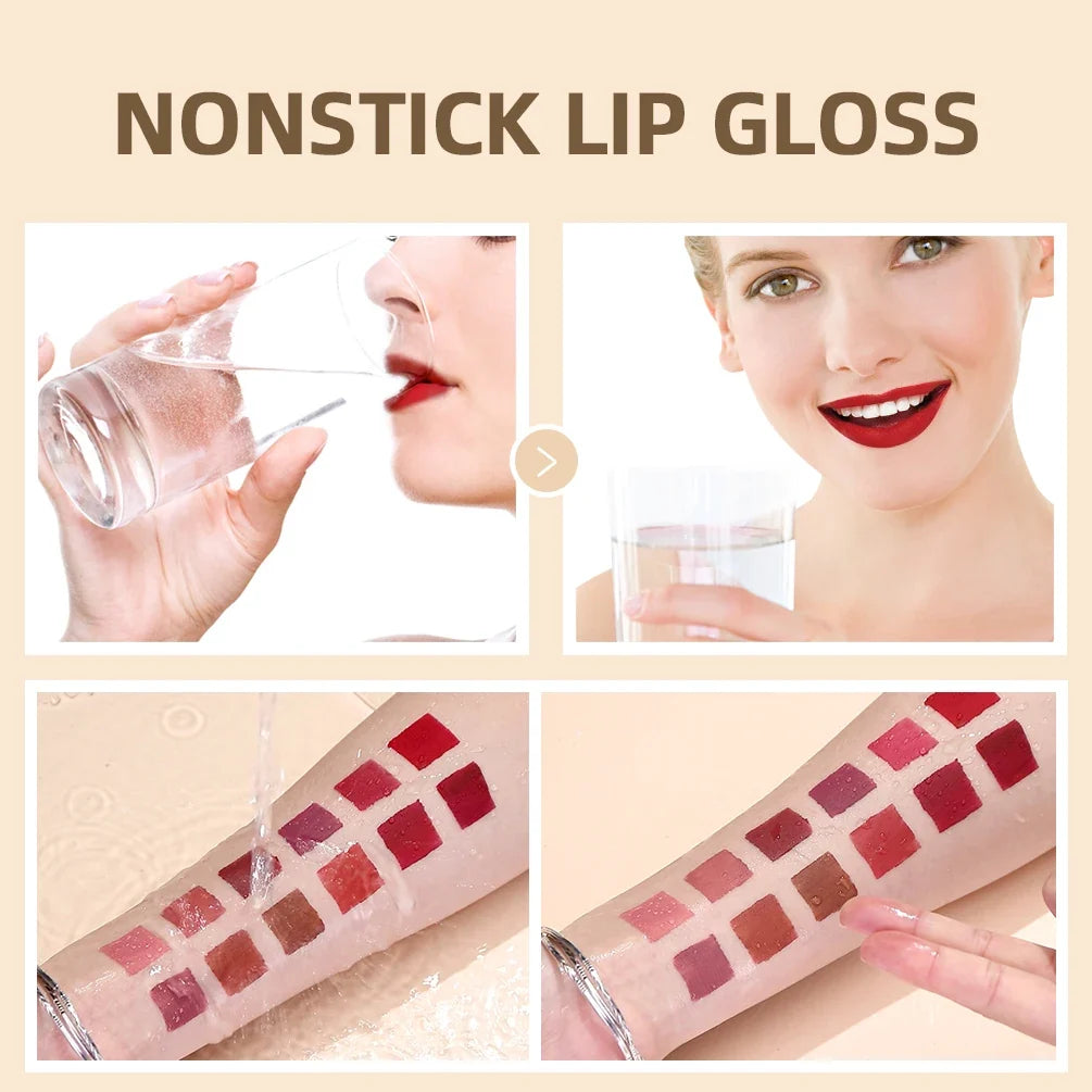 QIBEST Liquid Lipstick Waterproof Velvet Nude Matte Sexy Red Lip Gloss Long Lasting Nonstick Lip Stain Makeup 24 Colors Hots