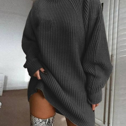 V Neck Ruffle Knitted Sweater Dress