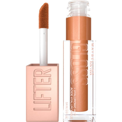 Maybelline Lifter Gloss, Hydrating Honey'd Lip Gloss with Hyaluronic Acid, High Shine for Plumper Looking Lips, Honey, 1 Count