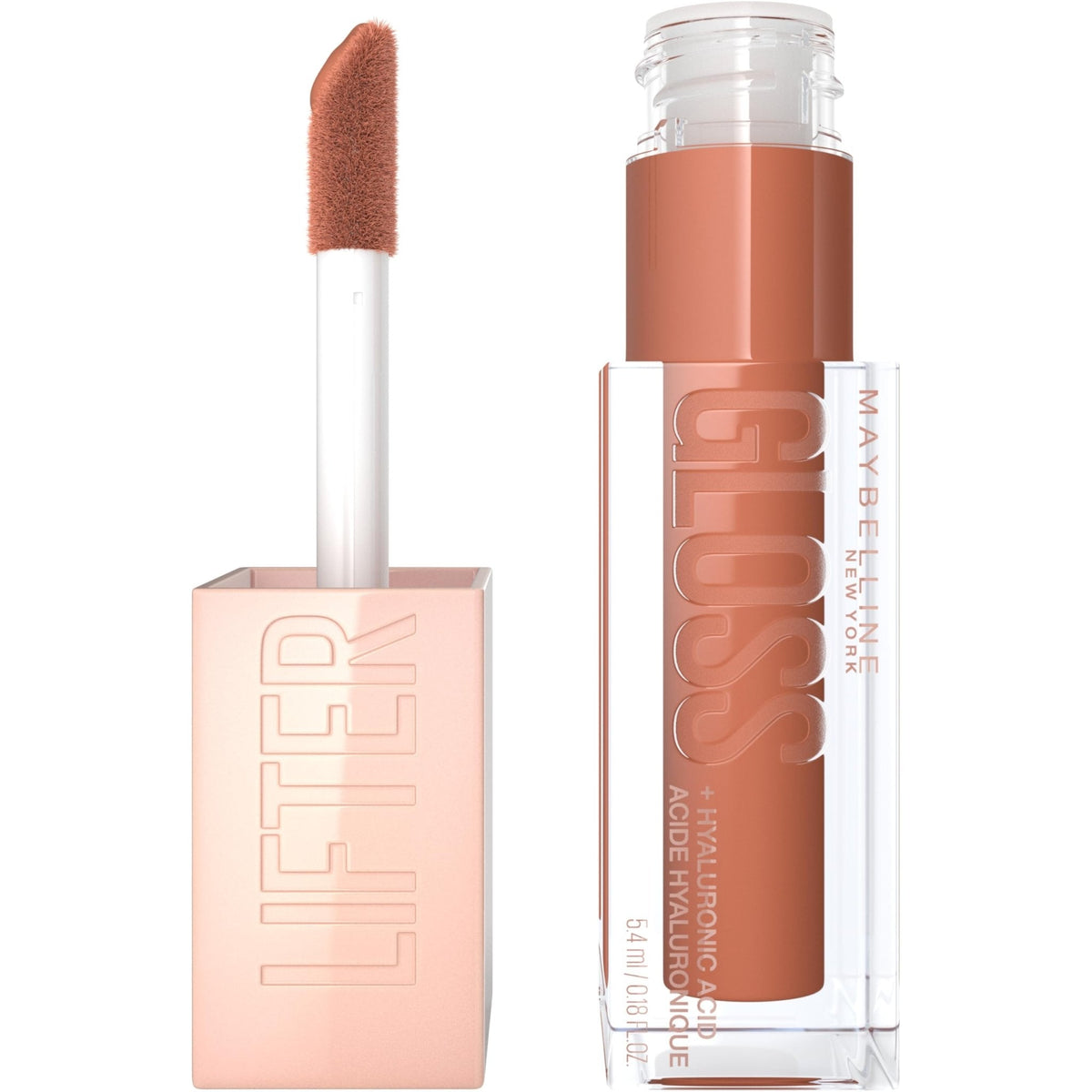 Maybelline Lifter Gloss, Hydrating Honey'd Lip Gloss with Hyaluronic Acid, High Shine for Plumper Looking Lips, Honey, 1 Count