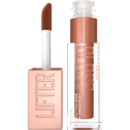 Maybelline Lifter Gloss, Hydrating Honey'd Lip Gloss with Hyaluronic Acid, High Shine for Plumper Looking Lips, Honey, 1 Count