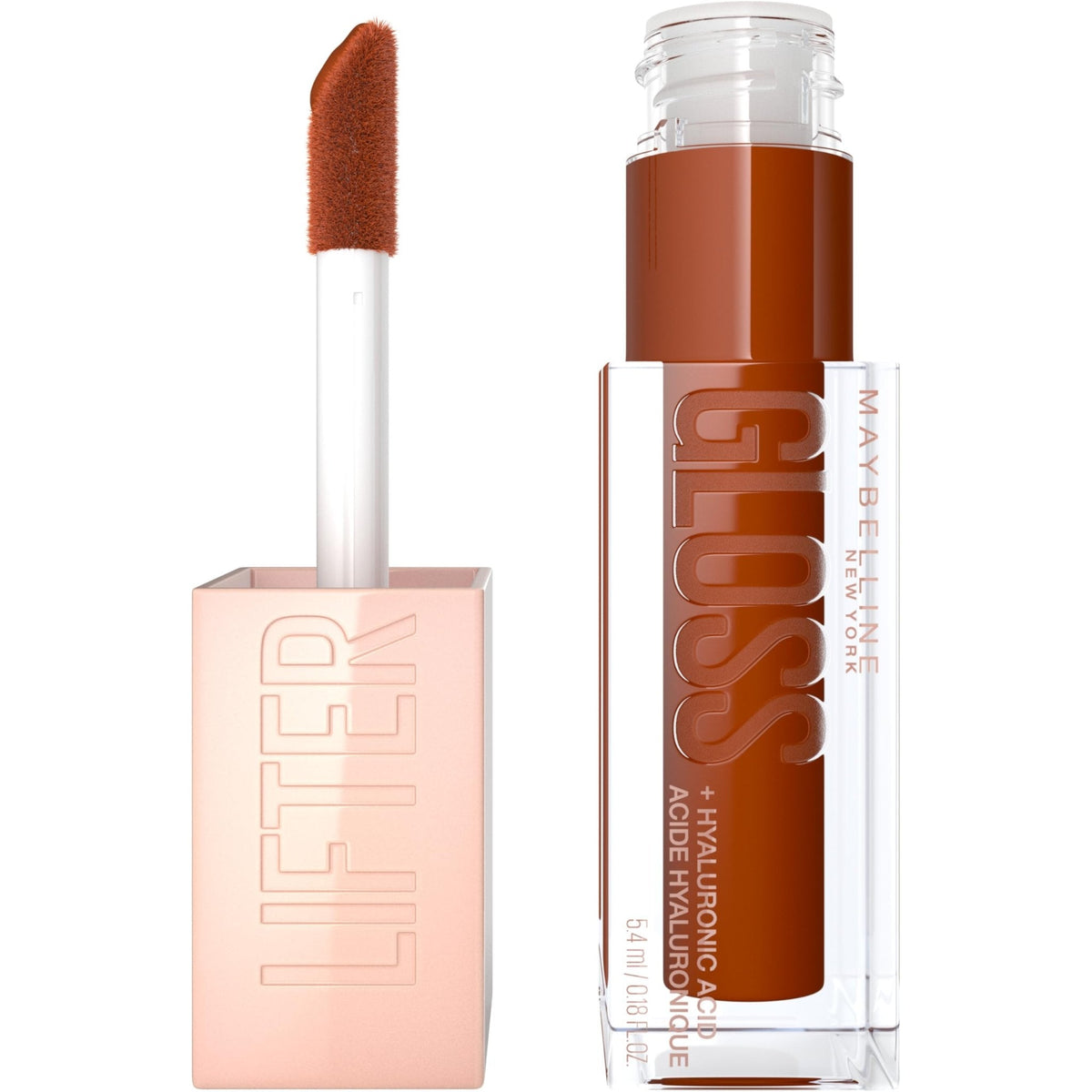 Maybelline Lifter Gloss, Hydrating Honey'd Lip Gloss with Hyaluronic Acid, High Shine for Plumper Looking Lips, Honey, 1 Count