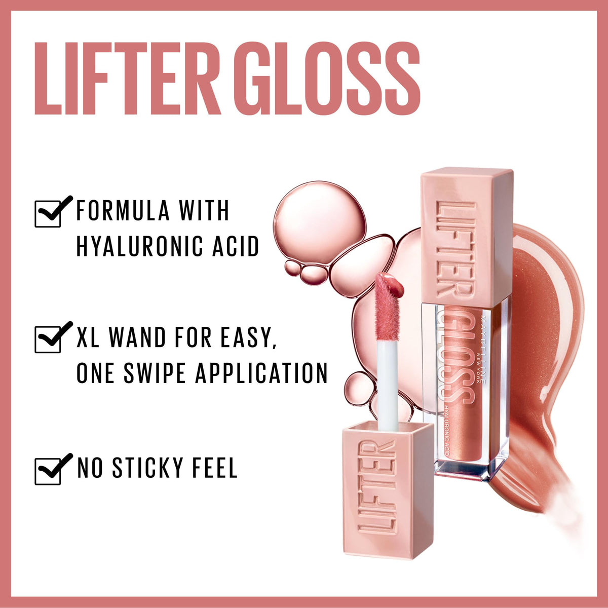 Maybelline Lifter Gloss, Hydrating Honey'd Lip Gloss with Hyaluronic Acid, High Shine for Plumper Looking Lips, Honey, 1 Count