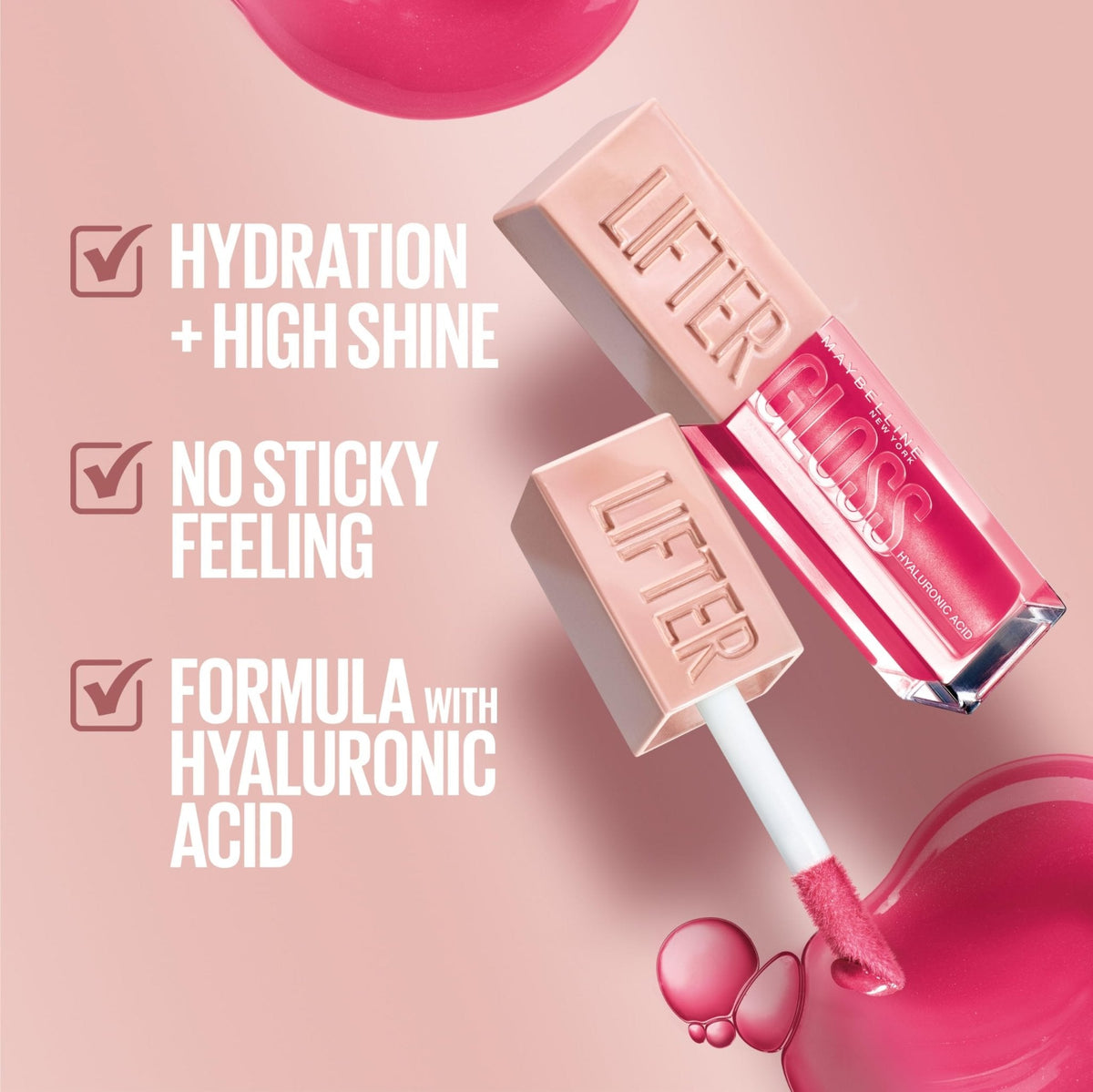Maybelline Lifter Gloss, Hydrating Honey'd Lip Gloss with Hyaluronic Acid, High Shine for Plumper Looking Lips, Honey, 1 Count