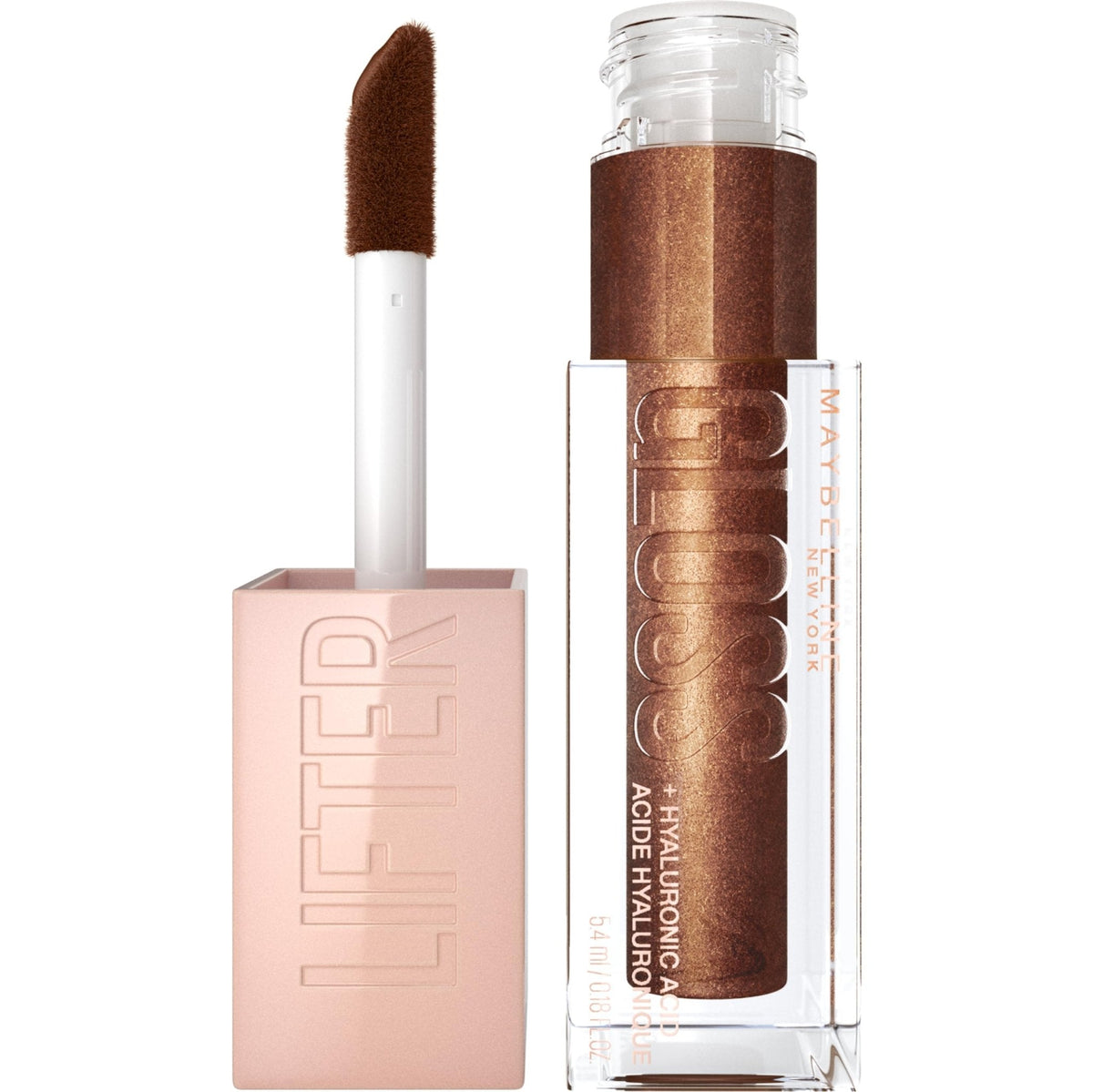 Maybelline Lifter Gloss, Hydrating Honey'd Lip Gloss with Hyaluronic Acid, High Shine for Plumper Looking Lips, Honey, 1 Count