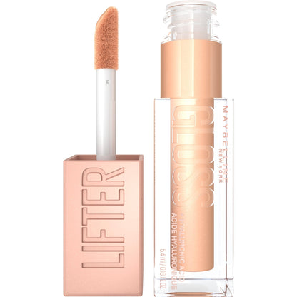 Maybelline Lifter Gloss, Hydrating Honey'd Lip Gloss with Hyaluronic Acid, High Shine for Plumper Looking Lips, Honey, 1 Count